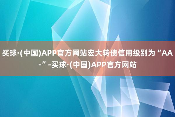 买球·(中国)APP官方网站宏大转债信用级别为“AA-”-买球·(中国)APP官方网站