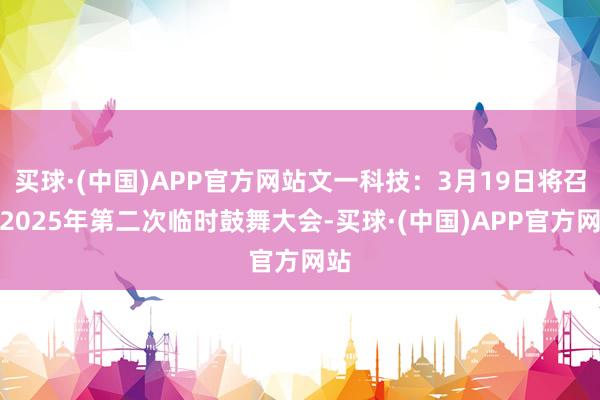 买球·(中国)APP官方网站文一科技：3月19日将召开2025年第二次临时鼓舞大会-买球·(中国)APP官方网站