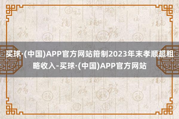 买球·(中国)APP官方网站箝制2023年末孝顺超粗略收入-买球·(中国)APP官方网站