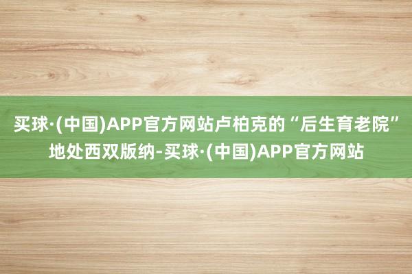 买球·(中国)APP官方网站卢柏克的“后生育老院”地处西双版纳-买球·(中国)APP官方网站